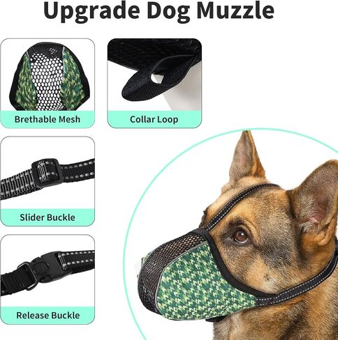 Dog Muzzle for Extra Small Dogs Anti & Prevent Biting Chewing Barking Soft Air Mesh Muzzles Reflective Ajustable Full Coverage Dog Mouth Guard Cover for Grooming Scavenging Black XS in Saudi Arabia