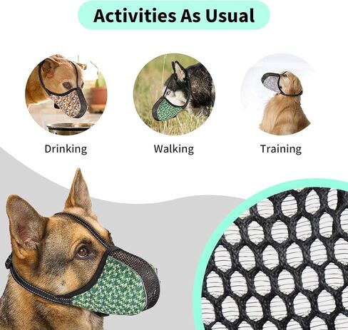 Dog Muzzle for Extra Small Dogs Anti & Prevent Biting Chewing Barking Soft Air Mesh Muzzles Reflective Ajustable Full Coverage Dog Mouth Guard Cover for Grooming Scavenging Black XS in Saudi Arabia