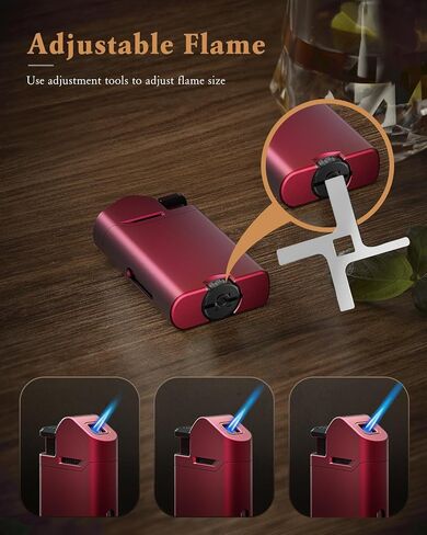 RONXS Torch Lighter, 2 Pack Adjustable Jet Flame Butane Lighter, Mini Refillable Windproof Cool Lighters, Great Gift Idea for Men and Women (Butane Gas Not Included) (Red) in Saudi Arabia