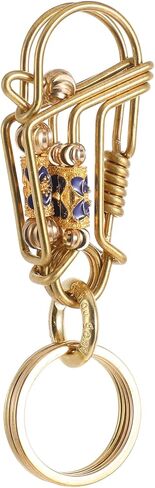 Brass Carabiner Clip Handmade Keychain Gold Car Key Holder Heavy Duty Key Ring Carabiner Clip Cute Keychain Hook Gold Brass Key Organizer for Men Women in Saudi Arabia