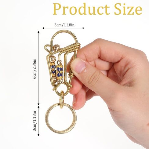 Brass Carabiner Clip Handmade Keychain Gold Car Key Holder Heavy Duty Key Ring Carabiner Clip Cute Keychain Hook Gold Brass Key Organizer for Men Women in Saudi Arabia