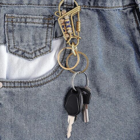 Brass Carabiner Clip Handmade Keychain Gold Car Key Holder Heavy Duty Key Ring Carabiner Clip Cute Keychain Hook Gold Brass Key Organizer for Men Women in Saudi Arabia