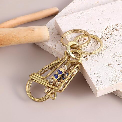 Brass Carabiner Clip Handmade Keychain Gold Car Key Holder Heavy Duty Key Ring Carabiner Clip Cute Keychain Hook Gold Brass Key Organizer for Men Women in Saudi Arabia