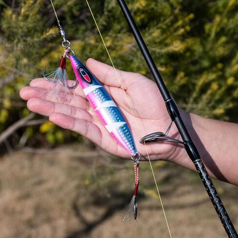 Goture Slow Pitch Jigs, Glow Flat Fall Jig Fishing Lure with Double Assist Hooks and Swivel, Fishing Jigs Saltwater 40g-250g Deep Sea Fishing Jigging Lures for Tuna,Dogtooth Tuna, Yellowtail,Kingfish in Kuwait