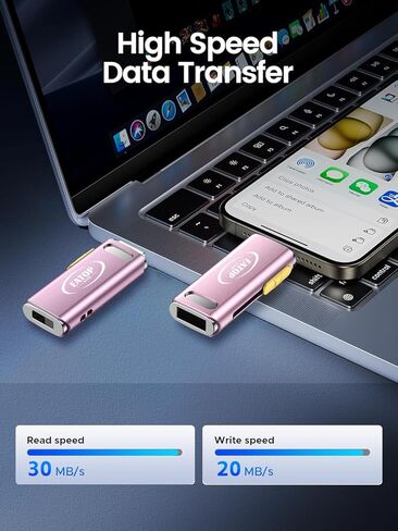 محركات أقراص فلاش بسعة 64 جيجابايت مخصصة لهاتف iPhone، مع محول USB C لهاتف iPhone 15، وتخزين شريحة الذاكرة للصور ومقاطع الفيديو المتوافقة مع iPhone iPad Android وأجهزة الكمبيوتر (أرجواني) in Kuwait