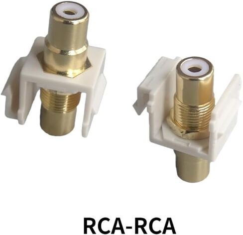 5 حشوات جاك كيستون RCA مع مقبس أبيض جداري RCA مطلي بالذهب للوحة الحائط جاك أنثى إلى جاك أنثى، أبيض in Saudi Arabia