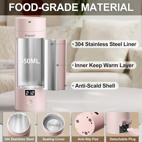 ترقية غلاية السفر CHACEEF، غلاية كهربائية محمولة، غلاية كهربائية صغيرة سعة 350 مل مع 5 إعدادات مسبقة متغيرة، غلاية مياه ساخنة صغيرة من الفولاذ المقاوم للصدأ 304 مع إيقاف تلقائي وحماية من الغليان الجاف، أبيض in Kuwait