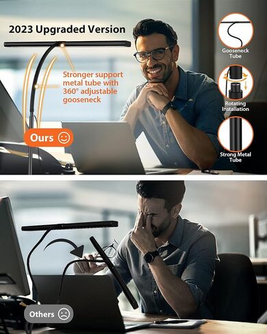 مصباح مكتب، مصباح مكتب iFalarila 160 LED قابل للتعتيم للمكتب المنزلي [عنق معقوفة مرن محدث وقضيب معدني ومشبك على شكل حرف I] مشبك ضوء كتاب على الطاولة للقراءة، ومنضدة العمل، والصياغة، وتكنولوجيا الأظافر، والخياطة، والألغاز in Kuwait