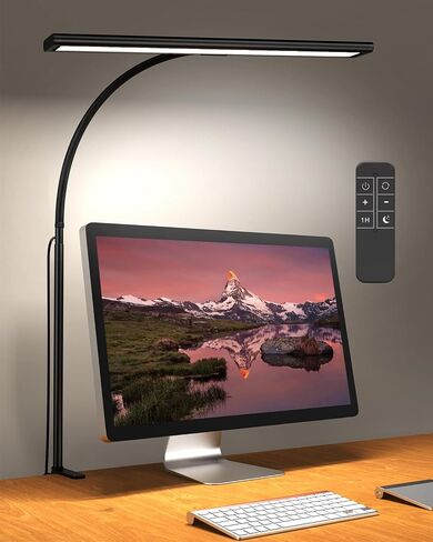 مصباح مكتب، مصباح مكتب iFalarila 160 LED قابل للتعتيم للمكتب المنزلي [عنق معقوفة مرن محدث وقضيب معدني ومشبك على شكل حرف I] مشبك ضوء كتاب على الطاولة للقراءة، ومنضدة العمل، والصياغة، وتكنولوجيا الأظافر، والخياطة، والألغاز in Kuwait