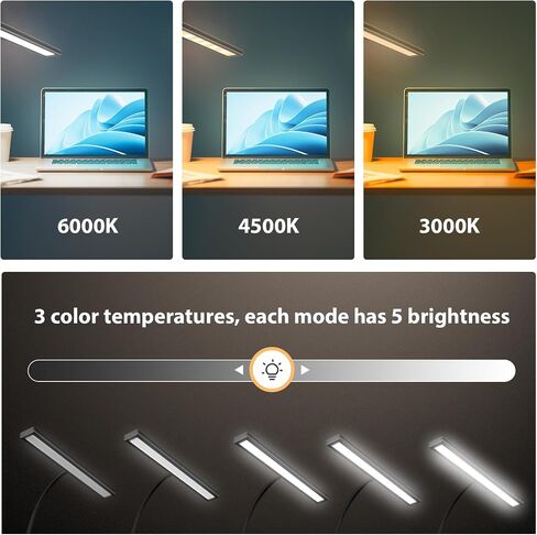 مصباح مكتب، مصباح مكتب iFalarila 160 LED قابل للتعتيم للمكتب المنزلي [عنق معقوفة مرن محدث وقضيب معدني ومشبك على شكل حرف I] مشبك ضوء كتاب على الطاولة للقراءة، ومنضدة العمل، والصياغة، وتكنولوجيا الأظافر، والخياطة، والألغاز in Kuwait
