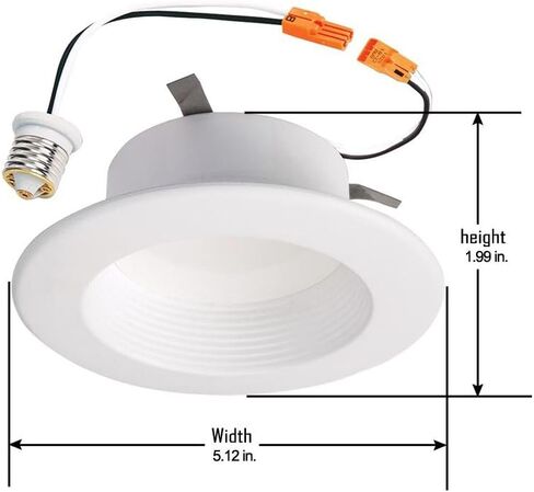 HALO مقاس 5 بوصات و6 بوصات يمكن إضاءة LED - إضاءة سقفية وإضاءة سفلية للاستحمام، زخرفة بيضاء حاجزة، CCT قابلة للتحديد (2700K-5000K)، 600 لومن in Saudi Arabia