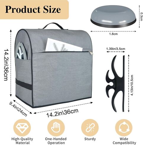 Stand Mixer Cover, Kitchen Aid Mixer Cover Compatible with 4.5-5 Qt Tilt-Head Stand Mixer, Dust Cover with 3 Pockets & 8 Pcs Appliance Sliders, Kitchen Aid Mixer Accessories, Grey in Saudi Arabia
