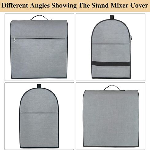 Stand Mixer Cover, Kitchen Aid Mixer Cover Compatible with 4.5-5 Qt Tilt-Head Stand Mixer, Dust Cover with 3 Pockets & 8 Pcs Appliance Sliders, Kitchen Aid Mixer Accessories, Grey in Saudi Arabia