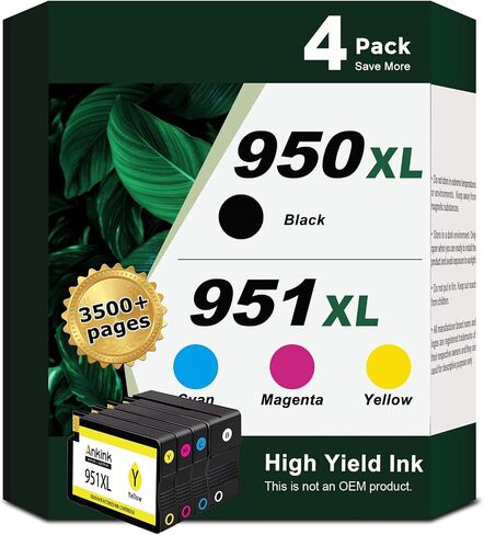 استبدال خراطيش الحبر المتوافقة مع Ankink لـ HP 950XL 951XL (950 951 XL أسود سماوي أرجواني أصفر 4 حزم كومبو) لطابعة OfficeJet Pro 8600 8610 8615 8620 8625 8630 8640 8660 8100 276dw 251dw in Saudi Arabia