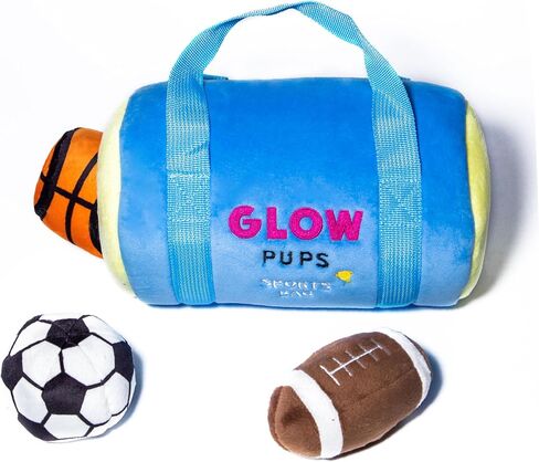 Sports Bag Hide and Seek Dog Toy, 3 Plush Balls with Squeakers, Basketball, Soccer Ball, Football in Kuwait