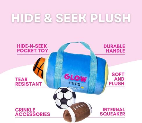 Sports Bag Hide and Seek Dog Toy, 3 Plush Balls with Squeakers, Basketball, Soccer Ball, Football in Kuwait