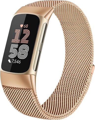 Compatible with Fitbit Charge 6/Charge 5 Bands for Women Men, Adjustable Metal Mesh Milanese Loop Straps Replacement for Fitbit Charge 6/Charge 5 Advanced Fitness in Saudi Arabia