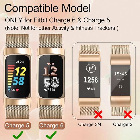 Compatible with Fitbit Charge 6/Charge 5 Bands for Women Men, Adjustable Metal Mesh Milanese Loop Straps Replacement for Fitbit Charge 6/Charge 5 Advanced Fitness in Saudi Arabia