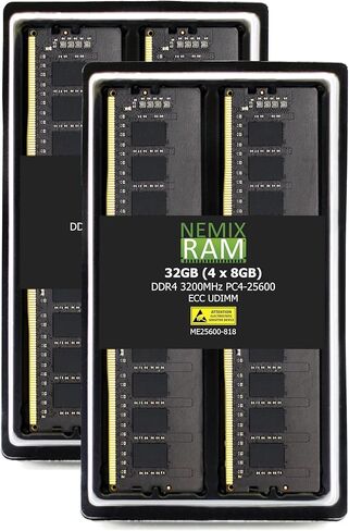 NEMIX RAM 128GB (4X32GB) DDR4 3200MHZ PC4-25600 2Rx8 1.2V 288-PIN ECC مجموعة UDIMM غير مخزنة متوافقة مع اللوحة الأم ASRock Rack X570D4U، X570D4U-2L2T، X570D4U-2L2T/BCM in Saudi Arabia