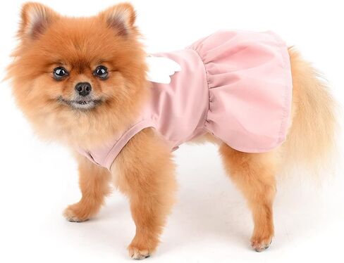 SMALLLEE_LUCKY_STORE Angel Wing Girls Dog Harness Dress and Leash Set Cat Sundress with D-Ring Puppy Skirt Spring Summer Clothes for Small Pets Yorkie Chihuahua,Blue,S in Kuwait