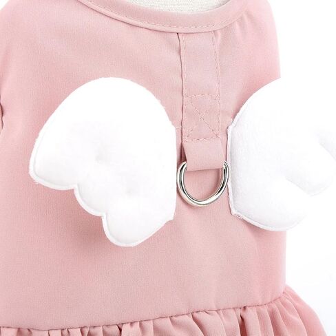SMALLLEE_LUCKY_STORE Angel Wing Girls Dog Harness Dress and Leash Set Cat Sundress with D-Ring Puppy Skirt Spring Summer Clothes for Small Pets Yorkie Chihuahua,Blue,S in Kuwait