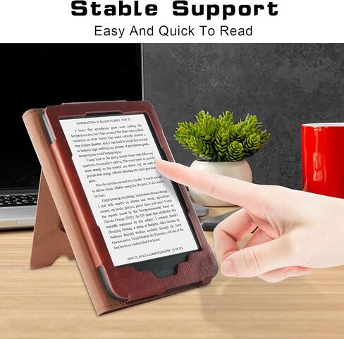 Case for 7" Kobo Libra Colour (2024) /Kobo Libra 2 (2021) eReader -Premium PU Leather with Hand Strap Foldable Stands Cover Auto Sleep/Wake,Brown in Kuwait