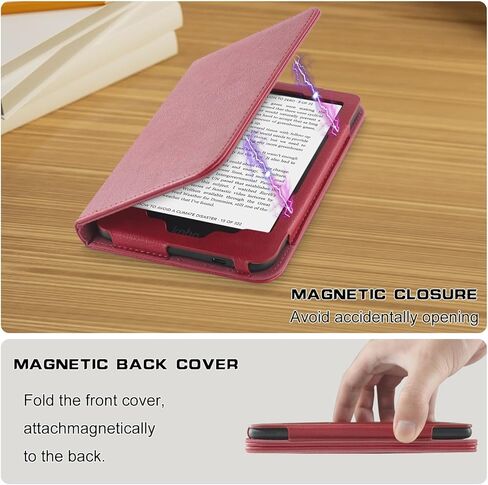 Case for 7" Kobo Libra Colour (2024) /Kobo Libra 2 (2021) eReader -Premium PU Leather with Hand Strap Foldable Stands Cover Auto Sleep/Wake,Brown in Kuwait