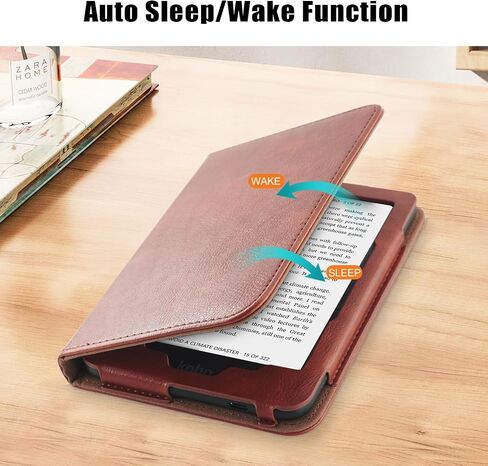 Case for 7" Kobo Libra Colour (2024) /Kobo Libra 2 (2021) eReader -Premium PU Leather with Hand Strap Foldable Stands Cover Auto Sleep/Wake,Brown in Kuwait