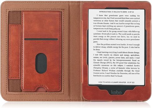 Case for 7" Kobo Libra Colour (2024) /Kobo Libra 2 (2021) eReader -Premium PU Leather with Hand Strap Foldable Stands Cover Auto Sleep/Wake,Brown in Kuwait
