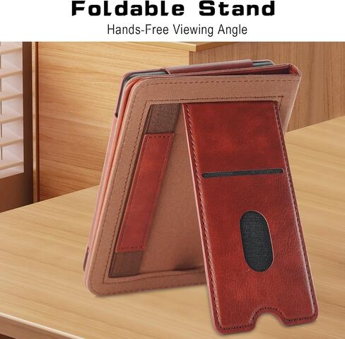 Case for 7" Kobo Libra Colour (2024) /Kobo Libra 2 (2021) eReader -Premium PU Leather with Hand Strap Foldable Stands Cover Auto Sleep/Wake,Brown in Kuwait