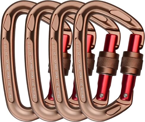 24kN UIAA Certified - D Shaped Screw Lock Heavy Duty Aluminum Clip, Professional Screw-gate Locking Clip for Outdoor Climbing, Mountaineering, Rappelling, Rescue, Swing etc. in Saudi Arabia