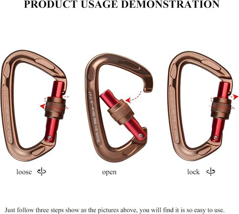 24kN UIAA Certified - D Shaped Screw Lock Heavy Duty Aluminum Clip, Professional Screw-gate Locking Clip for Outdoor Climbing, Mountaineering, Rappelling, Rescue, Swing etc. in Saudi Arabia