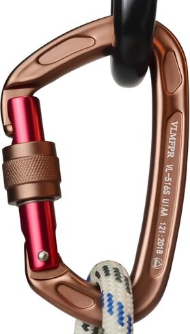 24kN UIAA Certified - D Shaped Screw Lock Heavy Duty Aluminum Clip, Professional Screw-gate Locking Clip for Outdoor Climbing, Mountaineering, Rappelling, Rescue, Swing etc. in Saudi Arabia