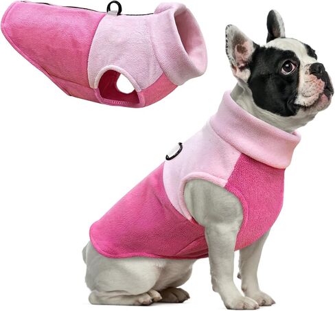 Idepet Dog Fleece Vest Sweater Zip Up Warm Pullover Dogs Jacket with D-Ring Leash Winter Cold Weater Coat Pet Sweatershirt Clothes Hoodie for Small Medium Dogs Boy Girl (Purple, M) in Saudi Arabia
