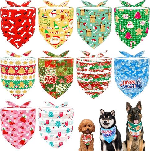 10PCS/Pack Holiday Dog Bandanas for Large XL XXL Breed Dog Easter 4th of July Birthday Halloween Christmas Thanksgiving New YearTriangle Scarf Festival Costume in Saudi Arabia