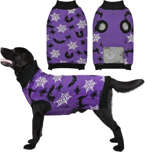 Halloween Dog Sweater Dog Spooky Spider & Bat Patterns Outfit Knitwear Pullover Warm Dog Sweater for Small Middle Size Dog XXL in Saudi Arabia