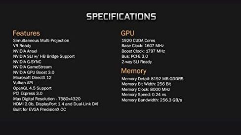 EVGA GeForce GTX 1070 SC GAMING ACX 3.0 Black Edition, 8GB GDDR5, LED, DX12 OSD Support (PXOC) 08G-P4-5173-KR (Renewed) in Saudi Arabia