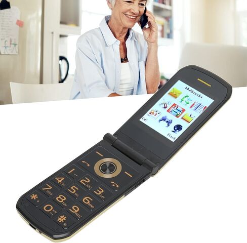 K21 2G Unlocked Flip Phone for Seniors, GSM Big Unlocked Cell Phone, 2.4 Inch Screen Cell Phone with Flashlight, Timing, 4800mAh Battery for Elderly Kids (Black) in Saudi Arabia