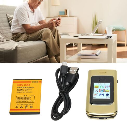 K21 2G Unlocked Flip Phone for Seniors, GSM Big Unlocked Cell Phone, 2.4 Inch Screen Cell Phone with Flashlight, Timing, 4800mAh Battery for Elderly Kids (Black) in Saudi Arabia