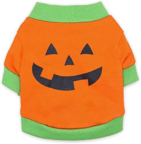 Dog Shirts Pet Clothes with Cute Print Puppy Halloween Costume Outfits Cat Lightweight Sweatshirt Pullover for Holidat Party vavc 03-Orange X-Small in Saudi Arabia
