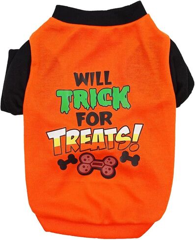 Dog Shirts Pet Clothes with Cute Print Puppy Halloween Costume Outfits Cat Lightweight Sweatshirt Pullover for Holidat Party vavc 03-Orange X-Small in Saudi Arabia