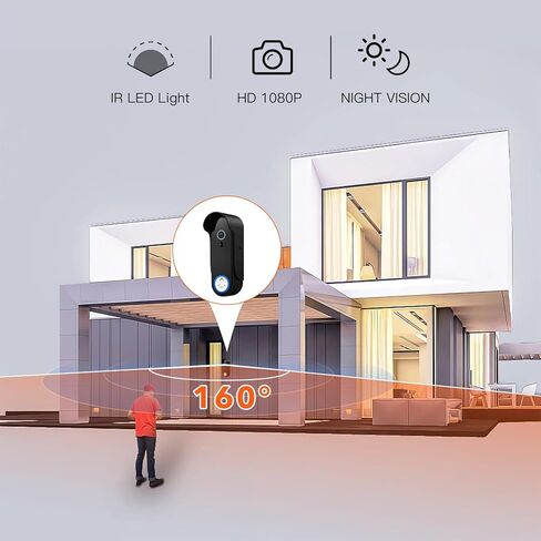 كاميرا جرس الباب اللاسلكية VKJ مع شاشة شاشة، جرس باب فيديو لاسلكي 7 بوصة 1080 بكسل WIFI مع شاشة شاشة، جرس باب مع كاميرا وشاشة، بدون رسوم شهرية، كاشف الحركة، فتح القفل عن بعد، تطبيق Tuya in Kuwait