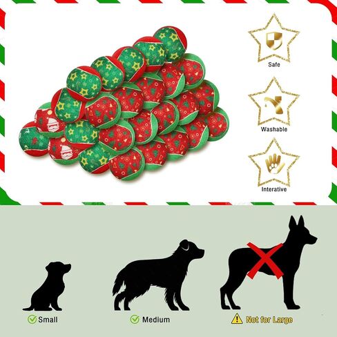 ZALALOVA 32 Pcs ChristmasTennis Balls for Dog Xmas Pets Interactive Toys Bulk Fetch Training Playing Balls Green Red Chewers Green Red Puppy 2.5 Inches for Small Medium Large Dogs in Saudi Arabia