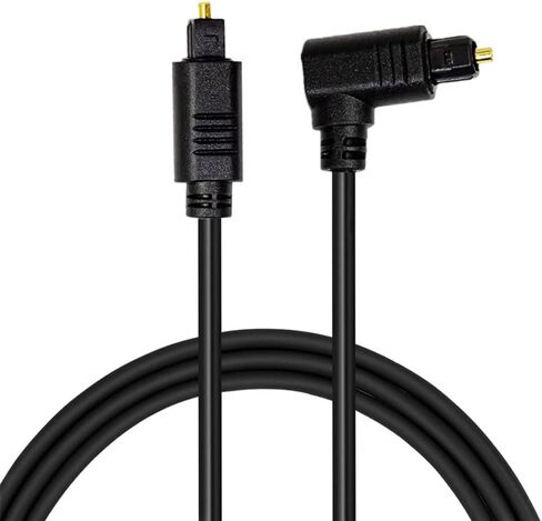 6ft Digital Optical Audio Cable, 90 Degree Angle Digital Fiber 0ptic Audio Cable Toslink Cable, Straight Male to 90 Degree Angle Male (6ft) in Kuwait