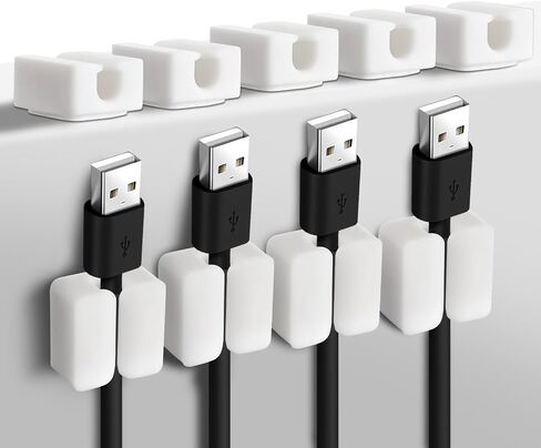 10Pcs Cable Clips, Black Self Adhesive Cord Holder Black Silicone Charger Wire Holder Cable Management Wire Keeper for Nightstand Car Office Home Desktop Computer Phone(Black) in Saudi Arabia