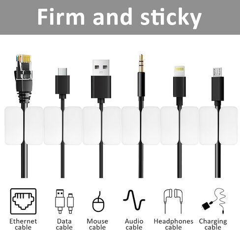 10Pcs Cable Clips, Black Self Adhesive Cord Holder Black Silicone Charger Wire Holder Cable Management Wire Keeper for Nightstand Car Office Home Desktop Computer Phone(Black) in Saudi Arabia