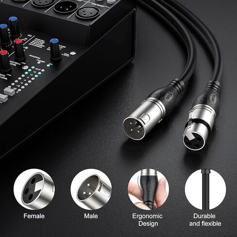 كابل EBXYA XLR بطول 50 قدم عبوتين - كابل ميكروفون متوازن ممتاز مع كابل مكبر صوت XLR ذكر إلى أنثى بثلاثة دبابيس، أسود in Kuwait