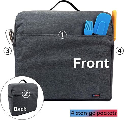 غطاء مقاوم للغبار للخلاط مع حقيبة منظمة لخلاط أدوات المطبخ، جيوب متعددة لملحقات أجهزة المطبخ المختلفة (أسود، 4.5 - 5 كوارت) in Kuwait