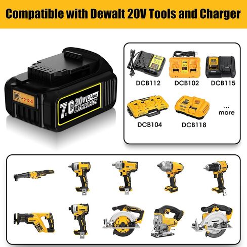 Replacement for Dewalt 20V Max Battery, Upgraded 7.0Ah Battery Compatible with Dewalt 20V Battery Cordless Power Tools DCB207, DCB200,DCB203, DCB204, Cordless Tool Battery with Battery Holder in Saudi Arabia