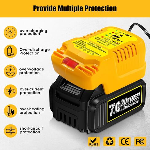 Replacement for Dewalt 20V Max Battery, Upgraded 7.0Ah Battery Compatible with Dewalt 20V Battery Cordless Power Tools DCB207, DCB200,DCB203, DCB204, Cordless Tool Battery with Battery Holder in Saudi Arabia